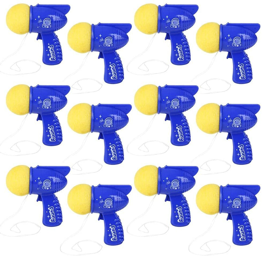 Mini Space Ball Blasters, Pack of 12, 3" Foam Ball Toy Launchers, Birthday Party Favors, Goodie Bag Fillers, Carnival Prize for Kids