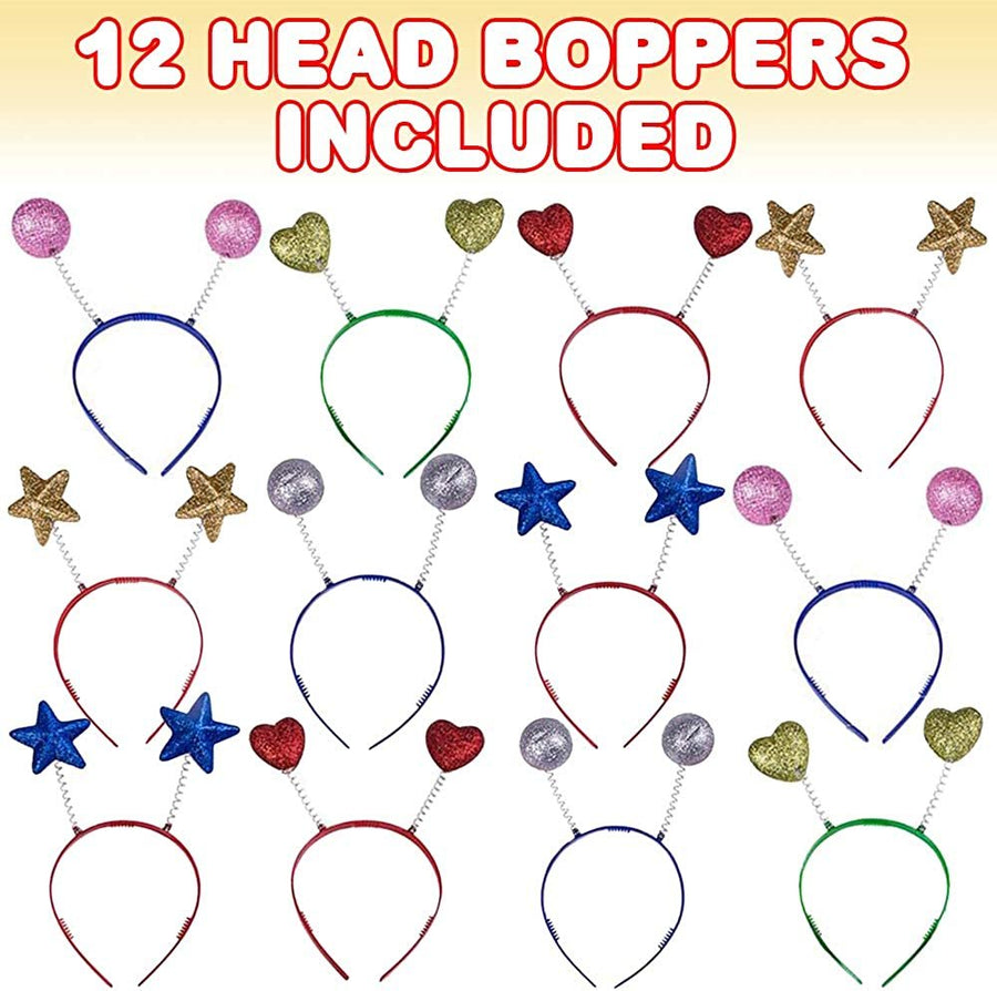 Sparkly Head Boppers for Kids, Set of 12, Cute Headbands for Girls and Boys with Assorted Designs, Unique Birthday Hats for Kids, Halloween Costume Accessories, Princess Party Favors
