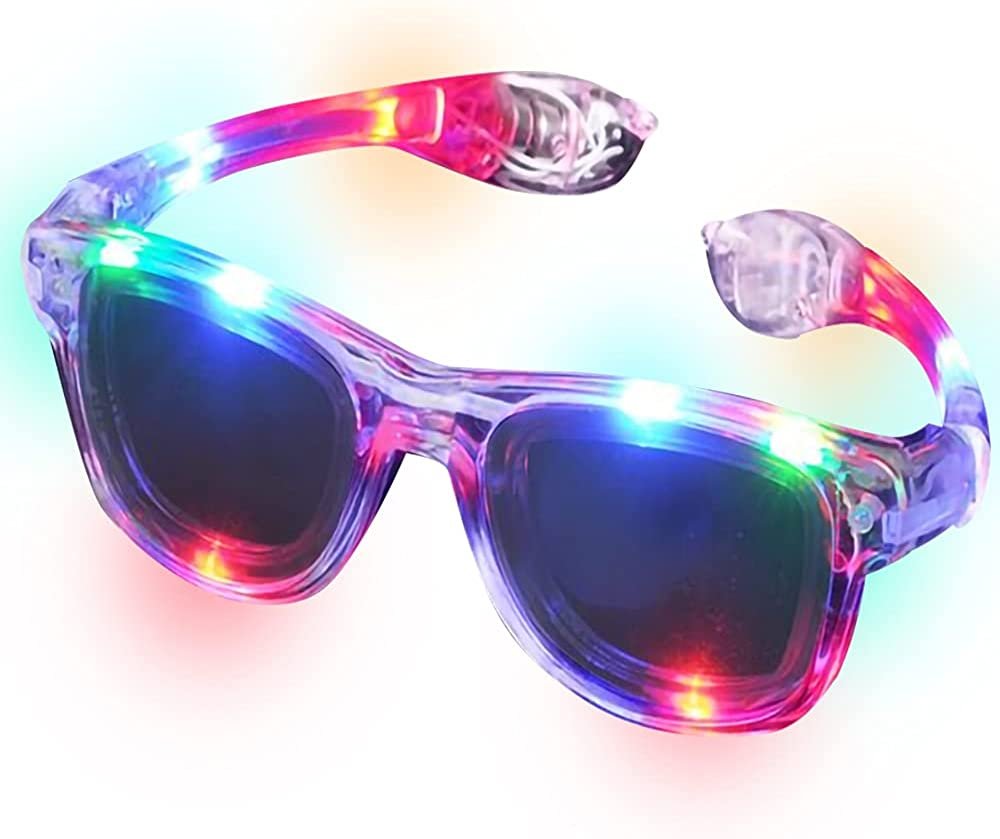 led rave goggles Light Up Retro Sunglasses, 1 Pair, LED Sunglasses with 3 Flashing Modes, Cool Rave Accessories Sun Glasses