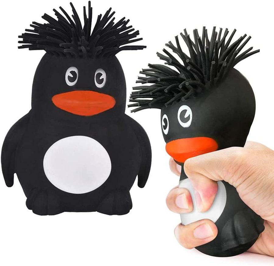 Hairdo Penguin Puffers, Set of 2, Fidget Toys for Kids with Soft Rubbery Spikes, Stress Relief Toys, Party Favors, Goodie Bag Fillers for Boys and Girls