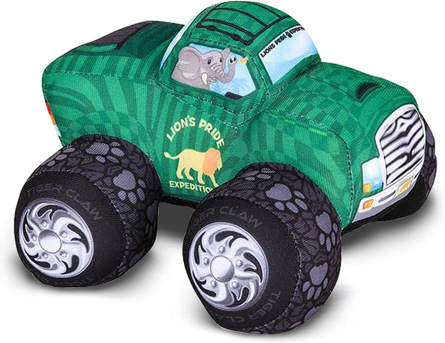 Plush Monster Truck Safari Design - 8" Big Stuffed Monster Truck - Cool Animal-Themed Design - Soft and Cuddly Toys for Little Boys, Girls, Baby, Toddlers - Great Gift Idea