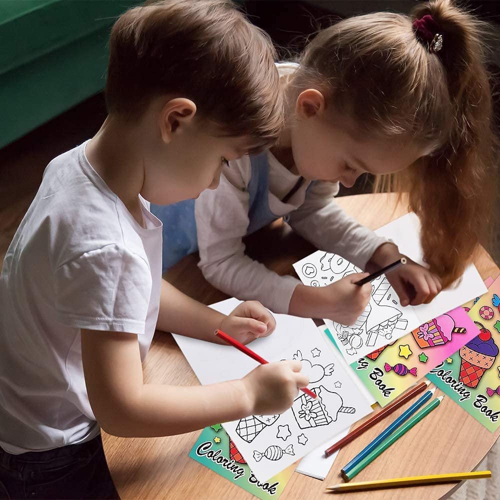Ice Cream Coloring Books for Kids, Set of 12, 5 x 7" Small Color Booklets, Fun Treat Prizes, Favor Bag Fillers, Birthday Party Supplies, Art Gifts for Boys and Girls