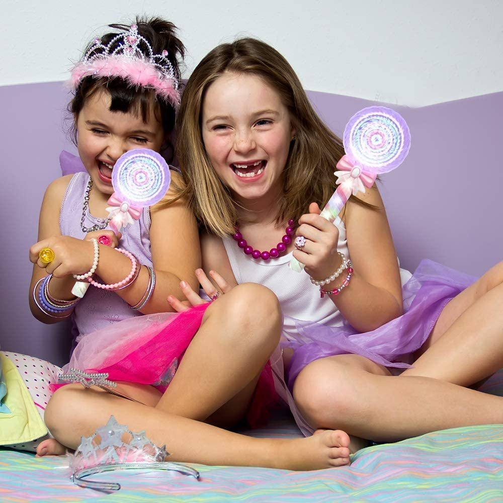 Light Up Spinning Lollipop Wand, 12" LED Princess Wand for Kids with Batteries Included, Great Gift Idea for Boys and Girls, Fun Pretend Play Prop, Carnival Prize