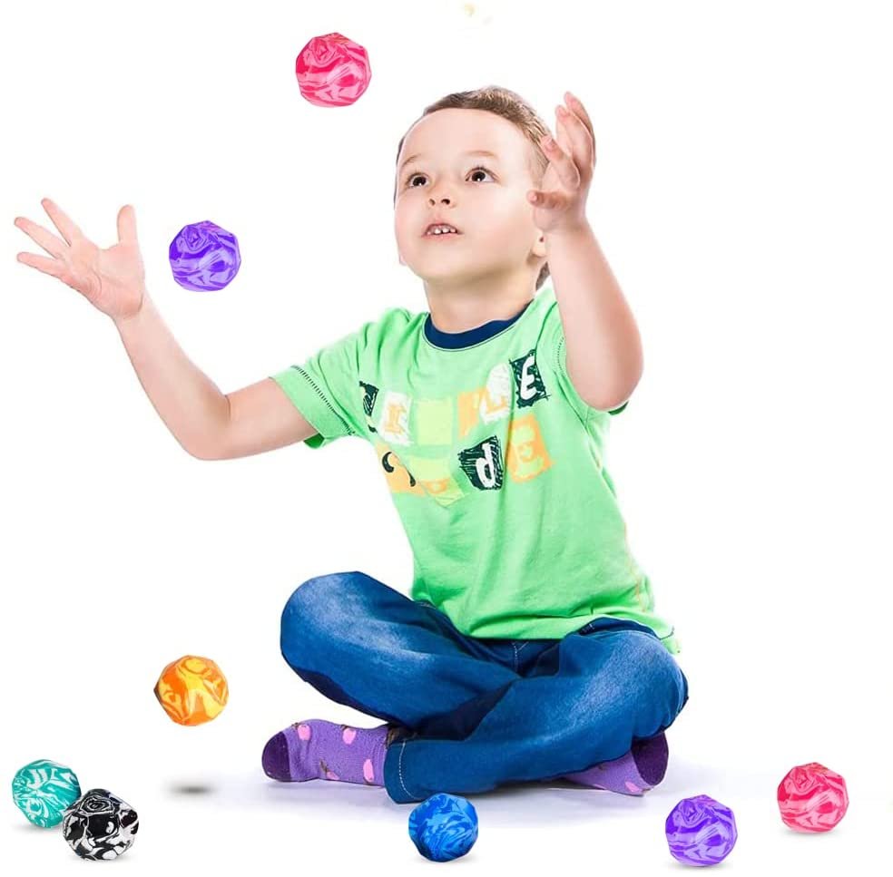 Rock High Bounce Balls, Set of 6 Bouncing Balls for Kids, Outdoor Toys for Encouraging Active Play, Party Favors and Pinata Stuffers for Boys and Girls