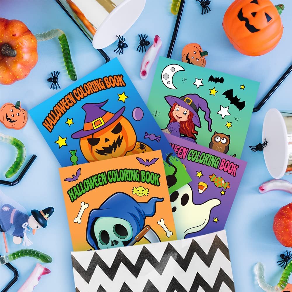Halloween Coloring Books for Kids, Pack of 20, 5” x 7” Mini Booklets, Fun Halloween Treats Prizes, Favor Bag Fillers, Birthday Party Supplies, Art Gifts for Boys and Girls