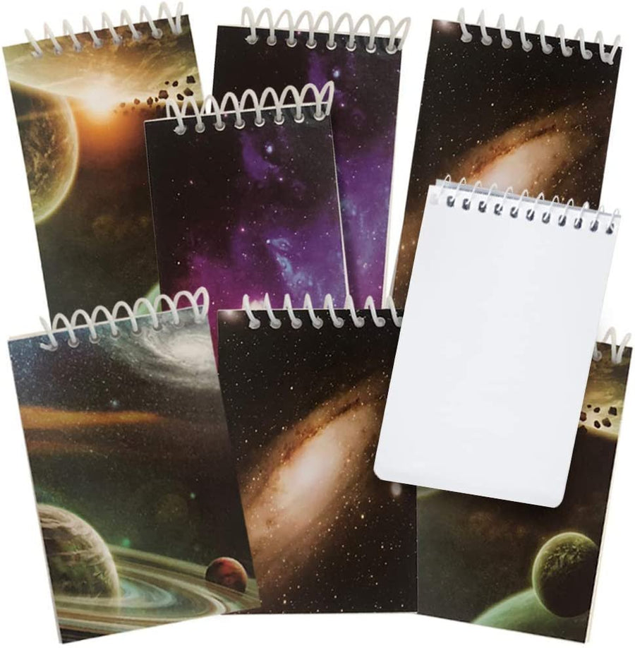 Mini Space Notebooks, Pack of 16, Small Spiral Notepads with Galaxy-Themed Covers, Cute Stationery Supplies for School and Office, Fun Birthday Party Favors, Goodie Bag Fillers for Kids