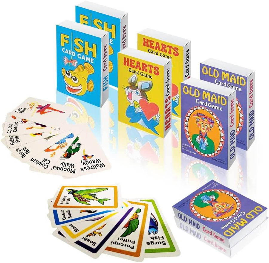 Gamie Classic Playing Card Game Set for Kids - 12 Decks - Includes Hearts, Go Fish, and Old Maid - Fun Educational Tool - Party Favor for Boys and Girls, Goody Bag Filler, Stocking Stuffer