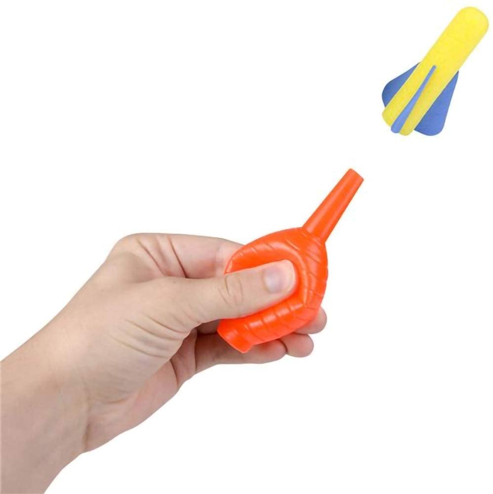 Foam Rocket Blasters, Set of 6, Each Set with 1 Squeeze Launcher and 3 Foam Rockets, Fun Summer Outdoor Toys, Great Goodie Bag Fillers, Party Favors and Prizes for Kids
