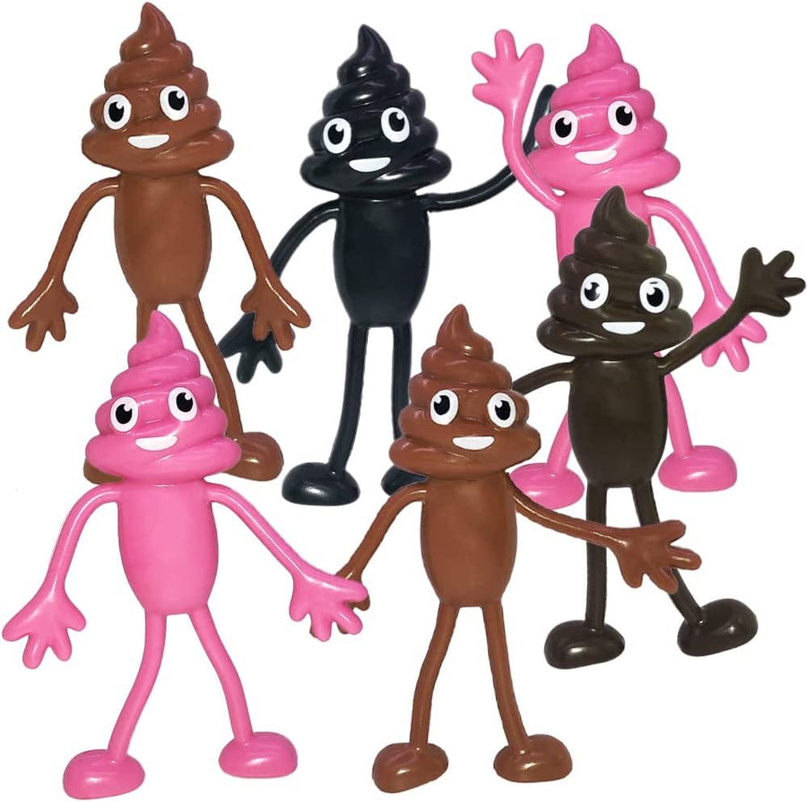 Bendable Poo Figures, Set of 12, Bendable Toys for Kids, Emoticon Party Favors for Boys and Girls, Stress Relief Fidget Toys for Kids and Adults, Goody Bag Stuffers, and Pinata Fillers