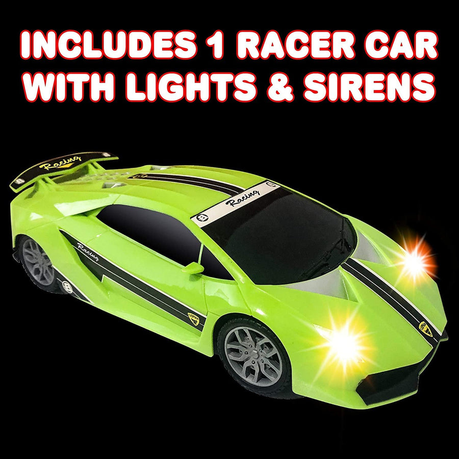 Green Racer Car with Lights and Sounds, Light-Up Push n Go Racer Car for Kids, LED Headlights and Engine Sound, Best Birthday Gift for Boys, Girls, Toddlers Ages 3+