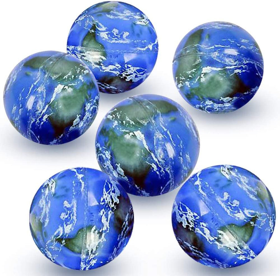 High Bounce Balls for Kids, Set of 6 Bouncing Balls, Earth Design and Extra-High Bounce, Birthday Party Favors, Goodie Bag Fillers