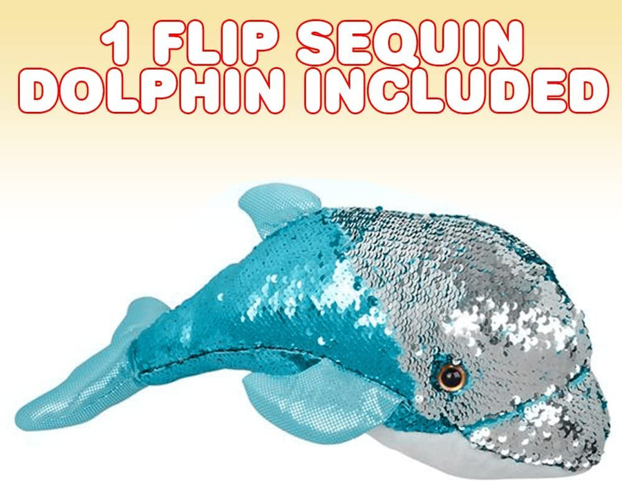 Flip Sequin Dolphin Plush Toy, 1PC, Soft Stuffed Dolphin with Color Changing Sequins, Cute Home and Nursery Animal Decorations, Calming Fidget Toy for Girls and Boys, 18"es