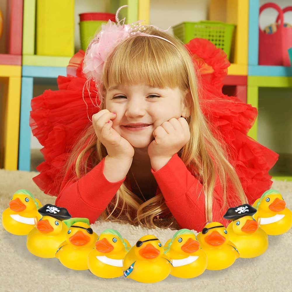 2" Pirate Rubber Duckies, Pack of 12, Cute Duck Bath Tub Pool Toys, Ideal for Pirate-Themed Parties and Celebrations, Fun Decorations, Carnival Supplies, Party Favor