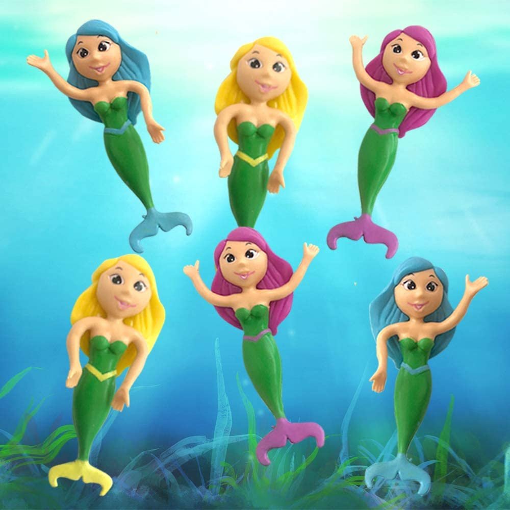 Bendable Mermaid Figures, Set of 12 Flexible Magical Figurines, Stress Relief Fidget Toys for Kids, Birthday Party Favors, Goodie Bag Stuffers, Piñata Fillers for Boys and Girls