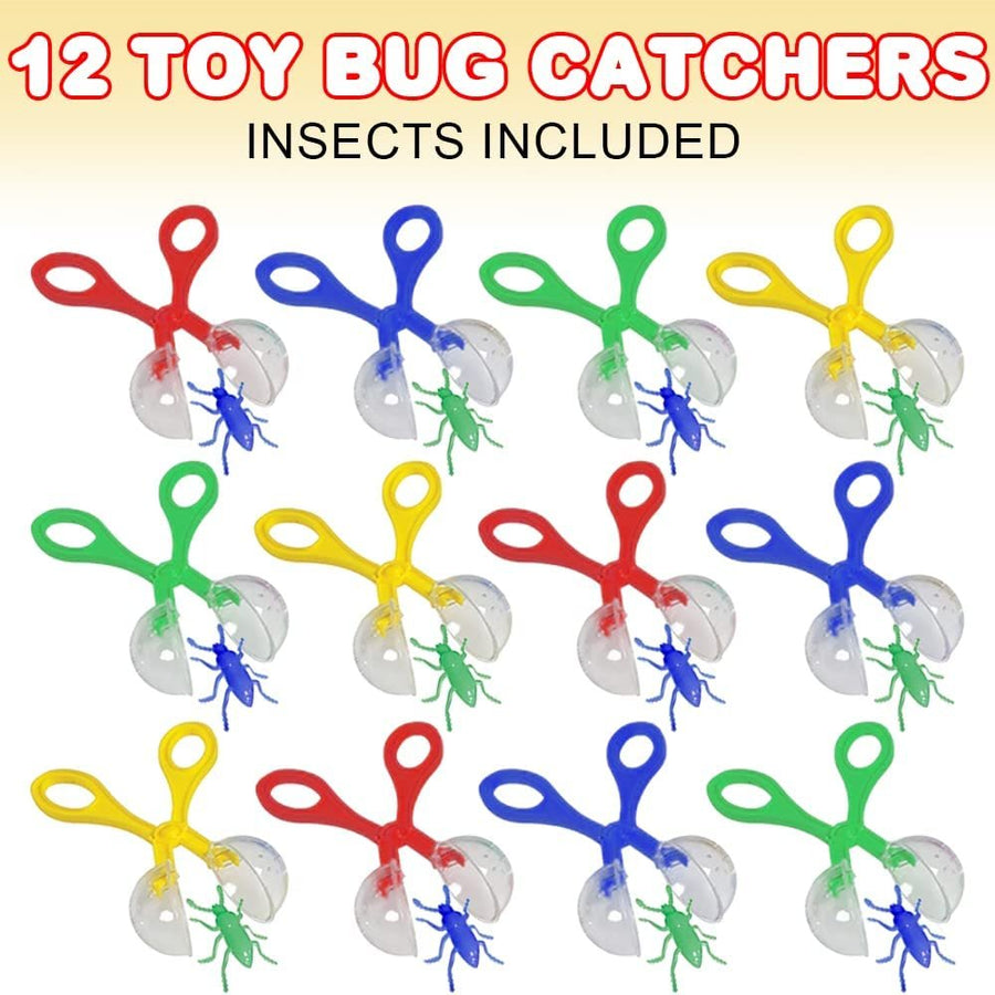 Toy Bug Catchers for Kids, Set of 12, Insect Catchers with Airholes and 1 Plastic Bug Each, Explorer Party Favors and Outdoor Toys for Kids, Nature Gifts for Kids in Assorted Colors