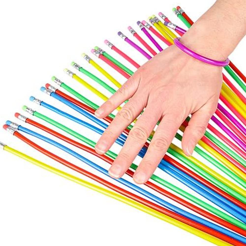 13 Inch Bendable Pencils for Kids - 12 Pack - Fun and Functional Bendy Writing Pencils - Birthday Party Favors, Goodie Bag Fillers, Classroom Gifts, Back to School Supplies