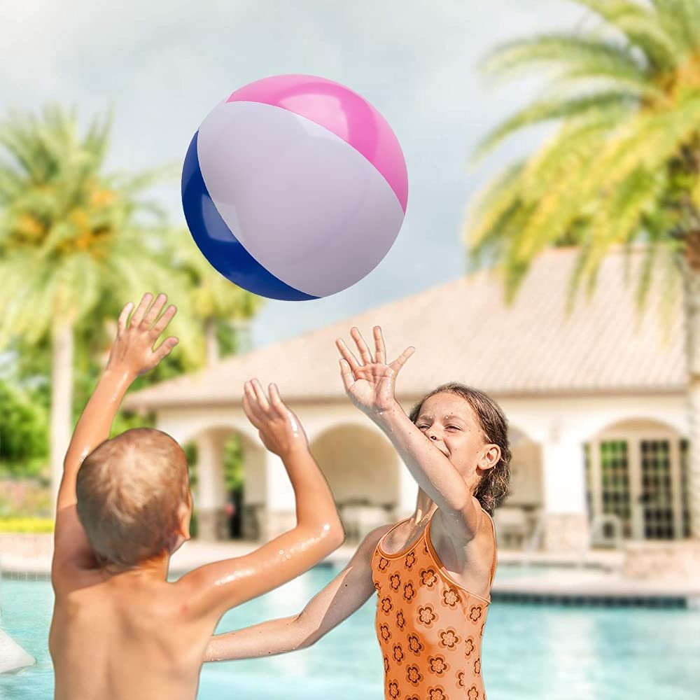 16" Beach Balls for Kids, Pack of 12, Inflatable Summer Toys for Boys and Girls, Decorations for Hawaiian, Beach, and Pool Party, Beach Ball Party Favors