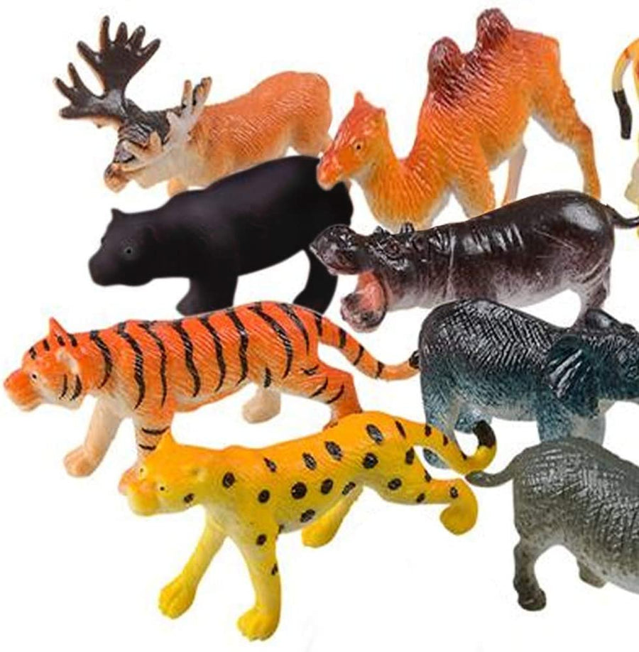 Safari Animal Figurines Set for Kids - Pack of 12 - Assorted 2.5" Small Animal Figures - Sturdy Plastic Toys - Fun Zoo Theme Birthday Party Favor - Great Gift Idea for Boys and Girls