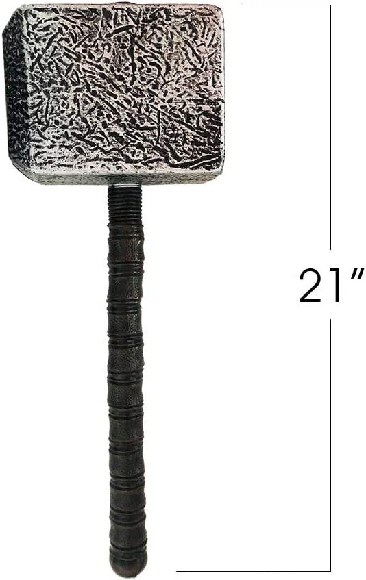 Thor’s Hammer Toy for Kids, Viking Halloween Costume Accessories, Fun Superhero Party Photo Booth Prop, 21" Plastic Thor Hammer for Pretend Play and Room Decor, Great Gift Idea