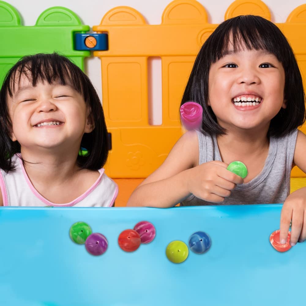 Marble Rubber Poppers for Kids, Pack of 12, Pop-Up Half Ball Toys with Marbled Designs, Old School Retro 90s Toys, Birthday Party Favors and Treat Bag Fillers, Fun Assorted Colors