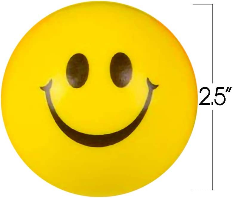 Smile Face Stress Balls for Kids and Adults - Pack of 12 - 2.5 Inch Spongy Squeeze Toys for Anxiety Relief - Fun Birthday Party Favors and Goodie Bag Fillers for Boys and Girls