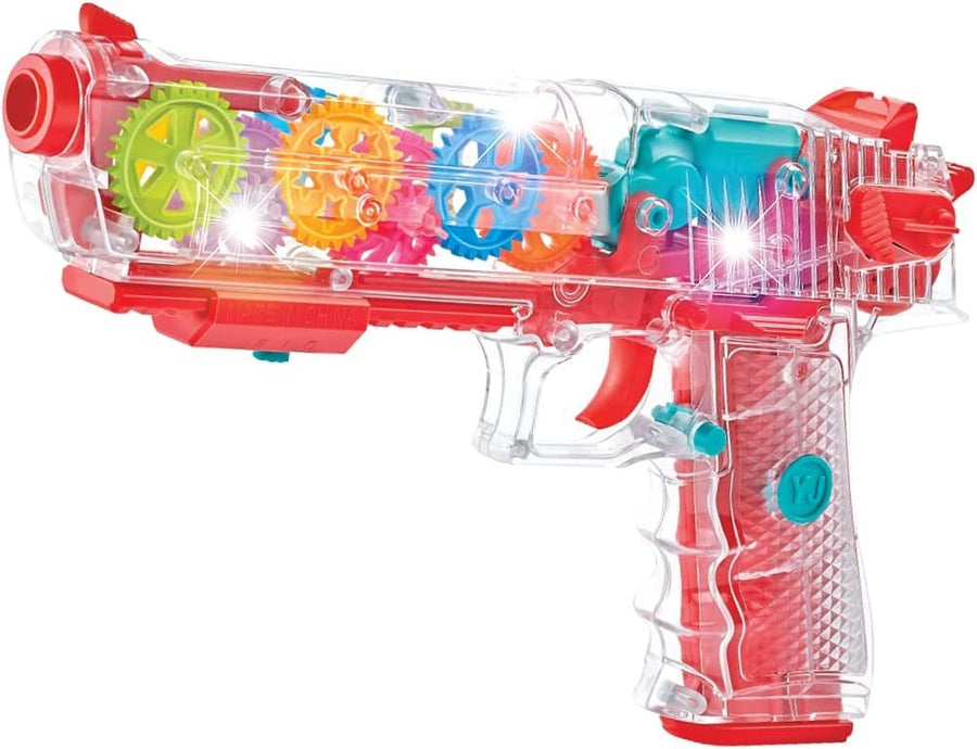 Light Up Gear Toy Gun for Kids, Toy Guns For Boys With Moving Gears, LED Effects, and Music, Batteries Included, Interactive LED Toy Guns for Kids, Great Gift Idea Light Up Toys For Kids
