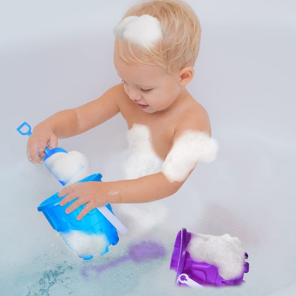 Beach Sand Castle Buckets and Shovels Set, Includes 12 Shovels and 12 Pail Buckets with a Sand Castle Design Inside, Sandcastle Building Toys, Fun Summer Sand Toys for Boys and Girls