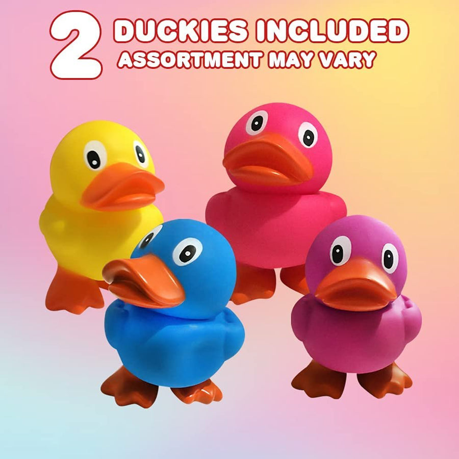 Squeaky Rubber Duck Toys, Set of 2, Giant 5.25" Rubber Duckies, Cute Bathtub Ducky Toys for Boys and Girls, Adorable Swimming Pool Toys for Kids, Great Summer Party Favors