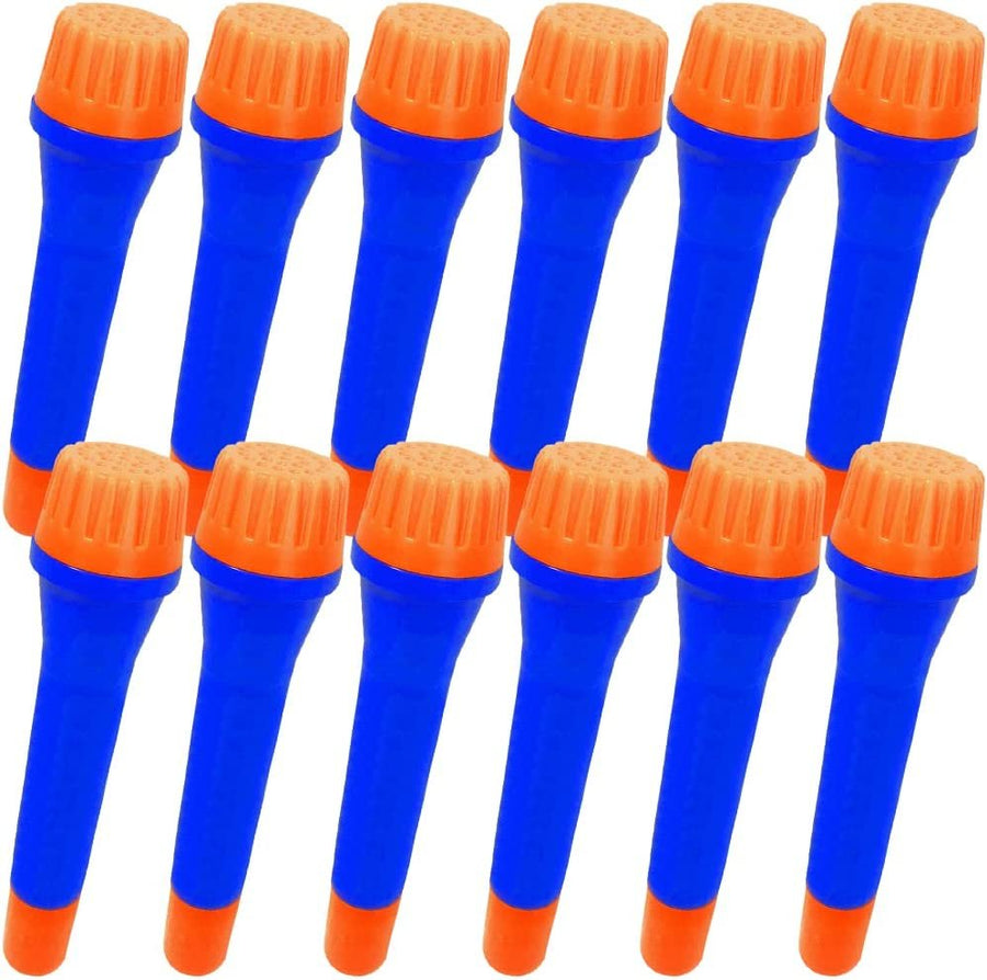 5.5" Toy Microphone Set for Kids, Set of 12, Orange and Blue Pretend Play Plastic Mics for Karaoke Fun, Stage or Costume Prop, Birthday Party Favors and Goody Bag Fillers