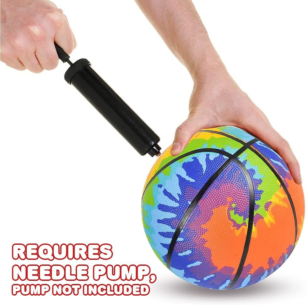 Tie Dye Regulation Basketball for Kids, Bouncy Rubber Kick Ball for Backyard, Park, & Beach Outdoor Fun, Beautiful Rainbow Colors, Durable Outside Toys for Boys & Girls - Sold Deflated