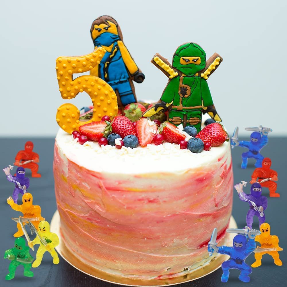 Mini Ninja Figurines, Pack of 48, Assorted Colors Plastic Action Figures Playset, Little Ninja Warriors in Assorted Poses, Cool Cupcake Topper, Goodie Bag Fillers & Party Favors for Kids