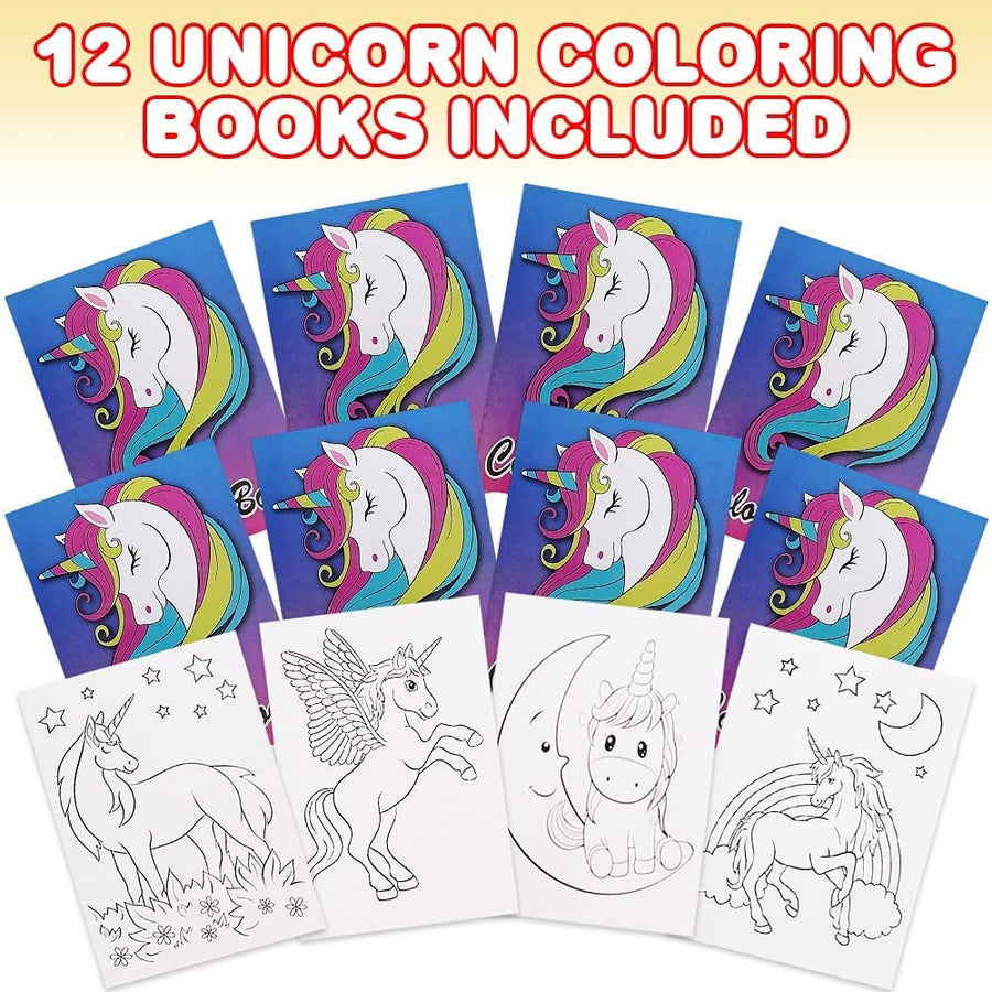 Unicorn Coloring Books for Kids, Set of 12, 5 x 7" Small Color Booklets, Fun Treat Prizes, Favor Bag Fillers, Birthday Party Supplies, Art Gifts for Boys and Girls