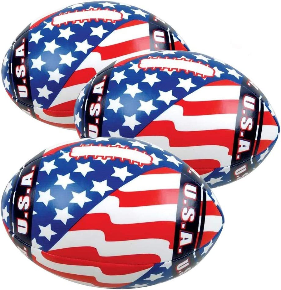 Soft Stuff US Flag Footballs, Set of 6, Mini 5" Stuffed American Flag Footballs, 4th of July Party Favors and Decorations, Patriotic Supplies for Memorial and Independence Day