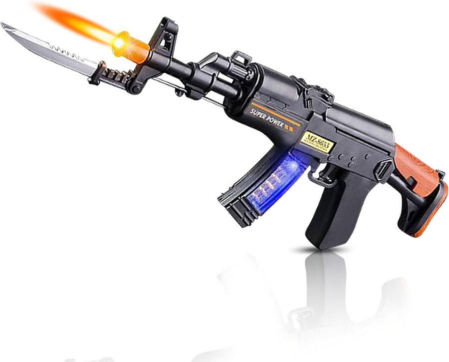 Light Up Toy Machine Gun with Folding Bayonet by ArtCreativity, Cool LED, Sound and Vibration Effect, 16" Pretend Play Military Submachine Pistol, Great Gift for Boys and Girls