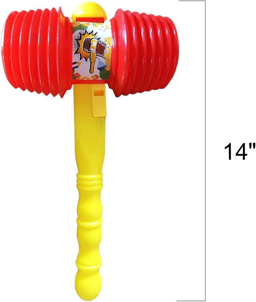 Giant Squeaky Hammer, Jumbo 14" Kids’ Squeaking Hammer Pounding Toy, Clown, Carnival, and Circus Birthday Party Favors, Great Gift for Boys and Girls Ages 3 Plus
