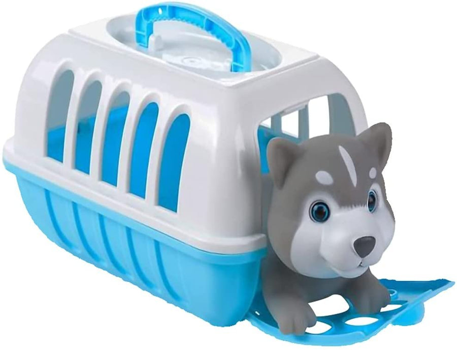 Dog Carrier Playset, Includes Mini Pet Carrier with Husky Toy, Travel Toy for Children