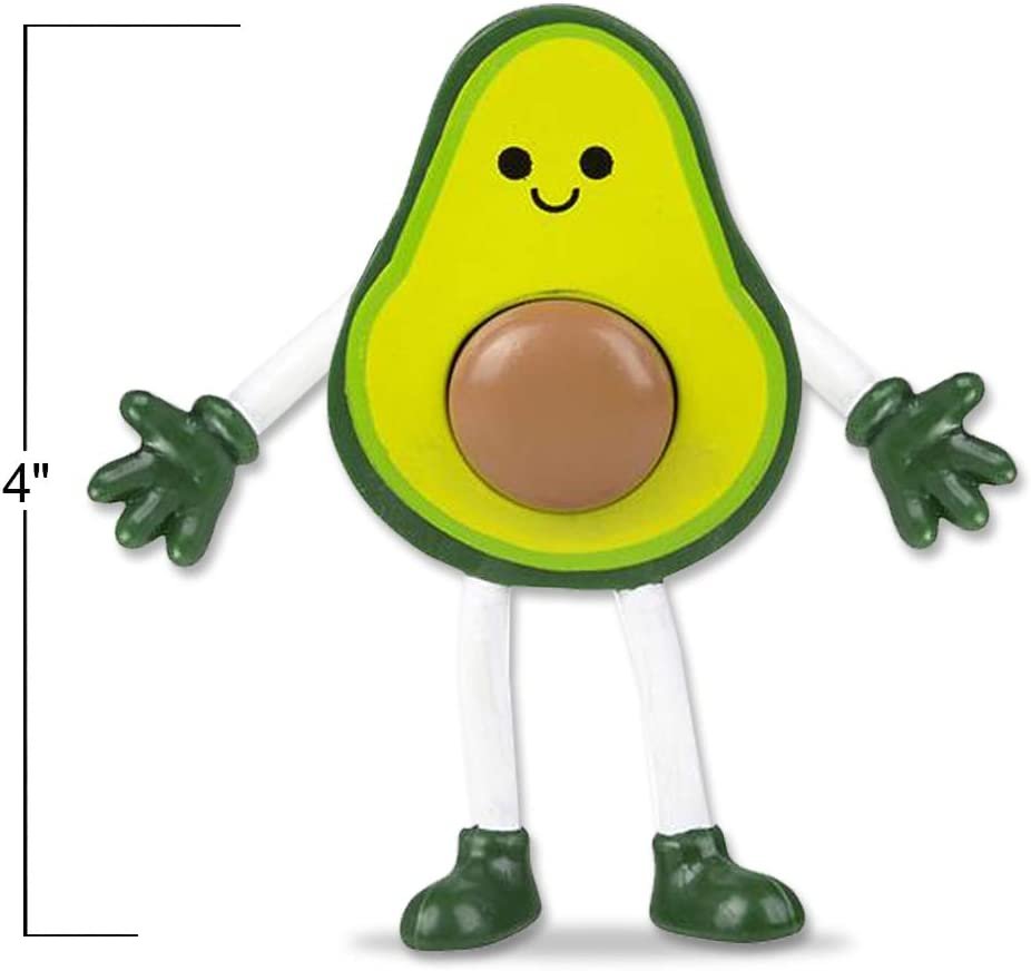 Bendable Avocado Figures, Set of 12 Novelty Food Shaped Bendy Figurines, Stress Relief Fidget Toys for Kids, Birthday Party Favors, Goodie Bag Stuffers, Piñata Fillers for Boys and Girls