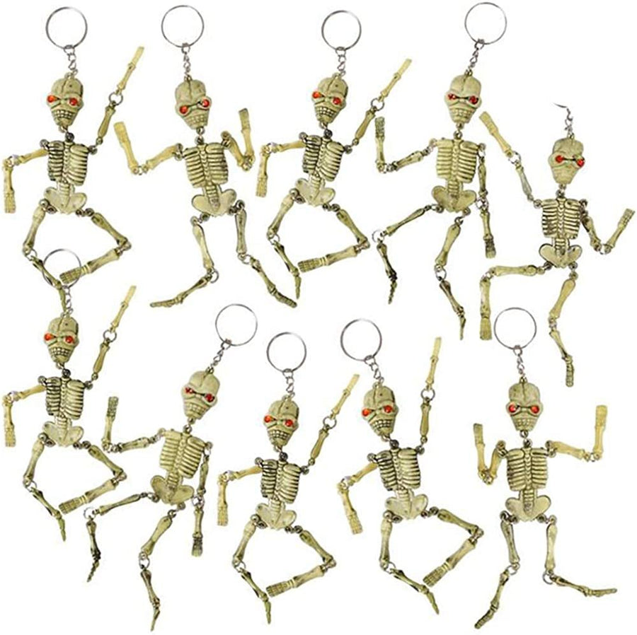 Skeleton Keychains with Moveable Parts, Set of 24, Cool Halloween Party Favors for Kids, Non-Candy Trick or Treat Supplies, Fun Goodie Bag Fillers and Gifts for Pirate-Themed Parties