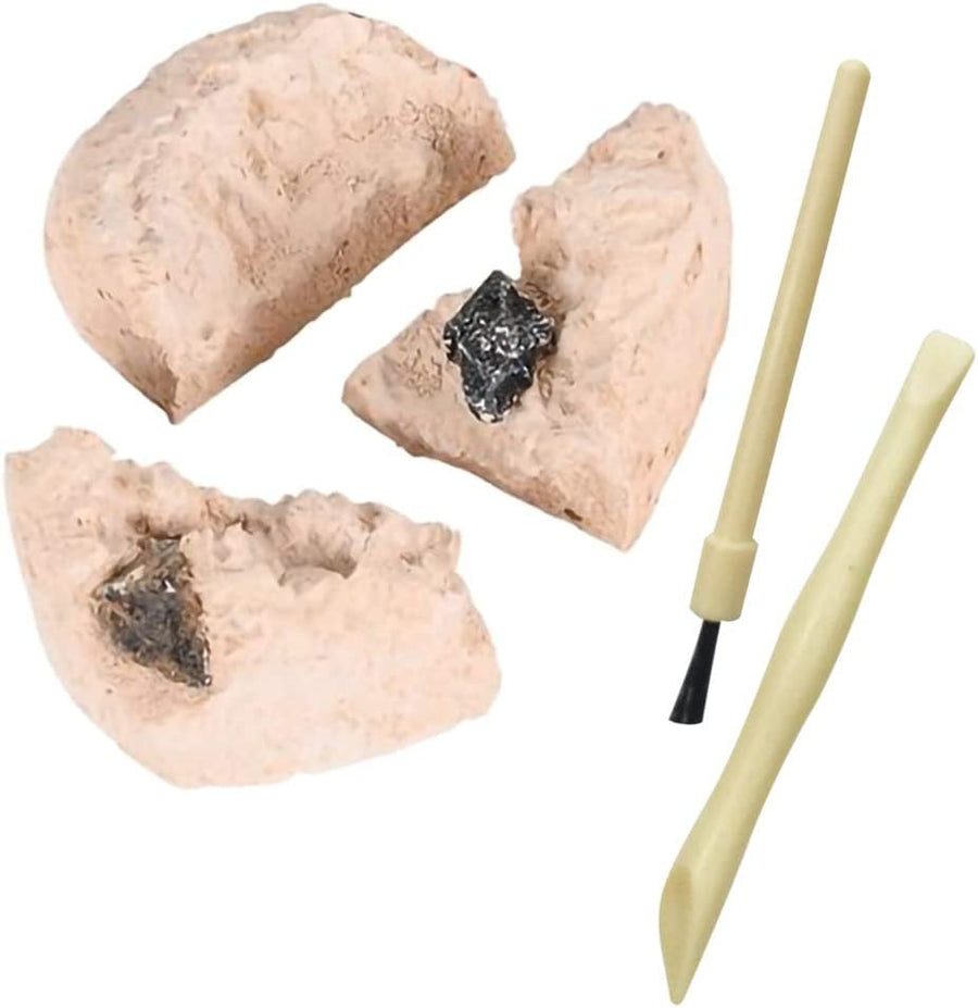 2" Meteorite Dig Kit, Meteorite Dig Out Excavating Set with 2 Digging Tools, Fun Science Activity Toy, Educational Gift for Boys and Girls, Teaches Motor Skills and Focus