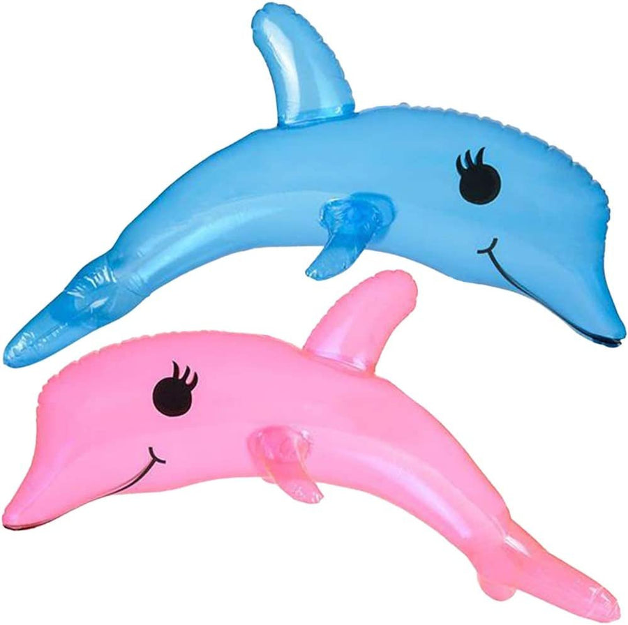 Dolphin Inflates, Set of 2, Inflatable Dolphin Decorations, Fun Bathtub Toys for Kids, Cool Beach Toys for Children, Swimming Pool Toys for Kids, Under-The-Sea Party Favors, 33"es