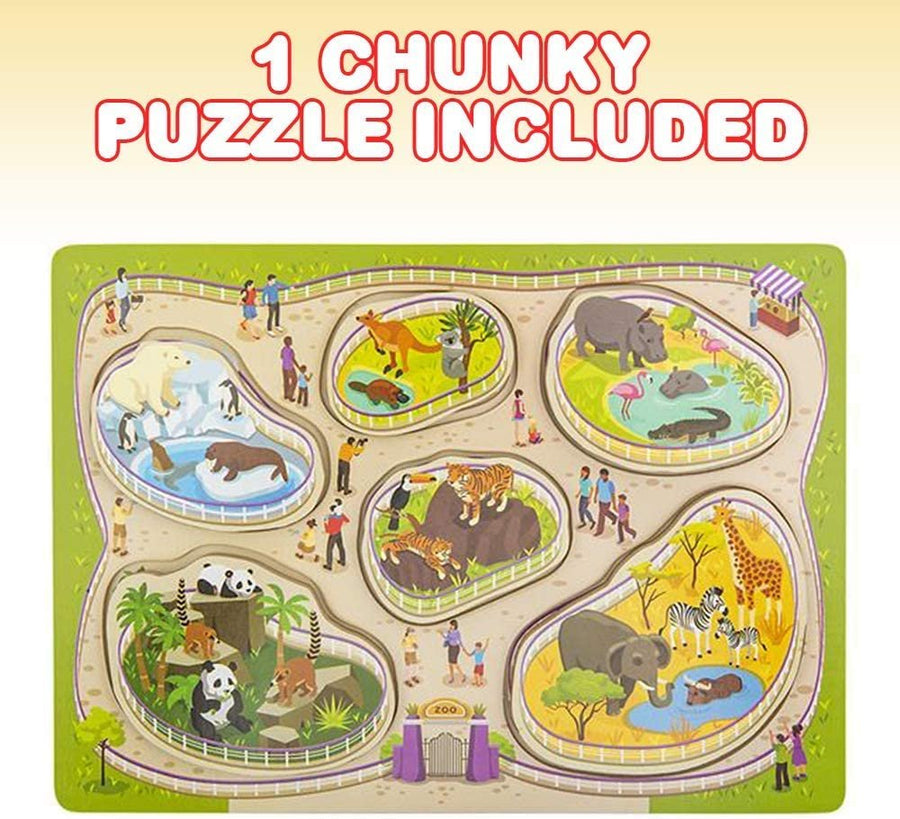 Gamie 6-Piece Build a Zoo Puzzle for Kids, Wooden Animal Puzzle for Boys and Girls with Chunky Pieces, Wood Educational Learning Toys, Best Stem Activities for Children