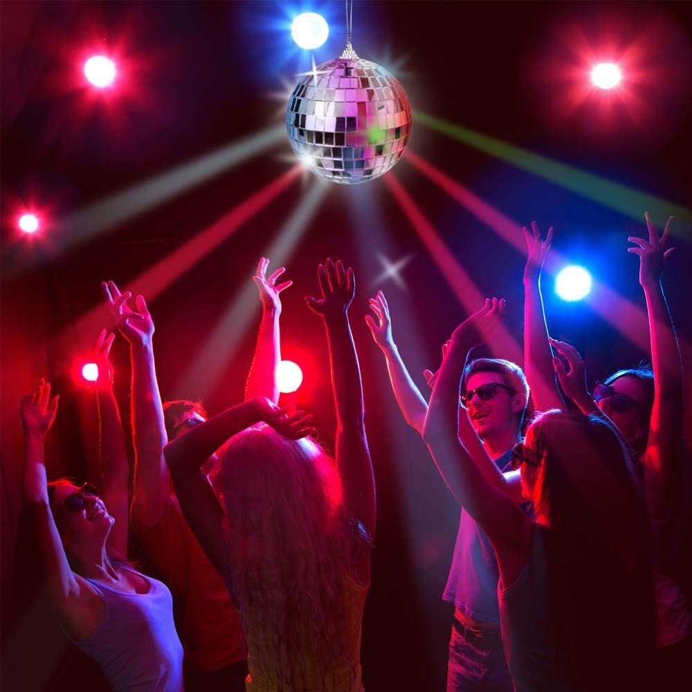 4" Mirror Disco Ball - Silver Disco Ball with Hanging String for Parties, Birthdays, and Weddings - 90’s Disco Party Decorations and Supplies, Ceiling Décor Disco Accessories