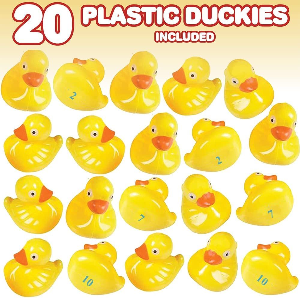 Pond Matching Game for Kids, 3’ Inflatable Pool & 20 Duckies