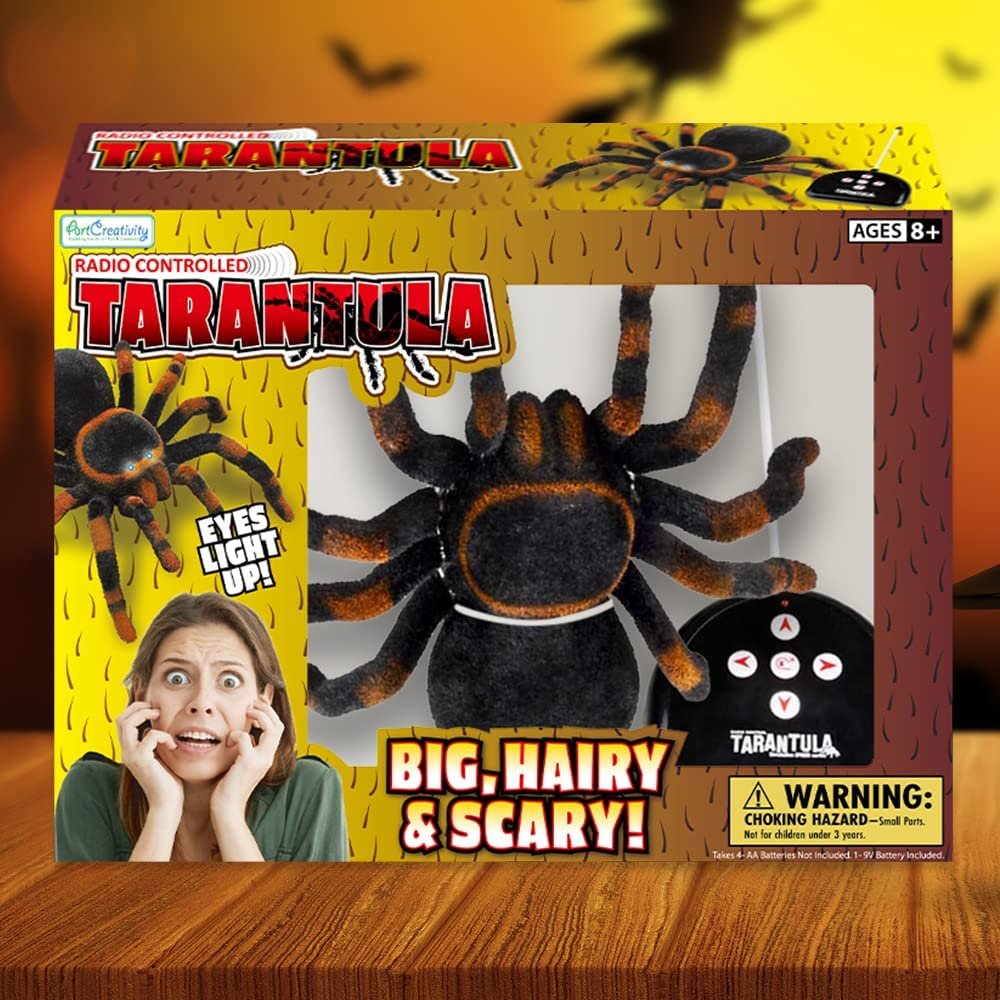 Remote Control Spider / Tarantula, Spooky Furry RC Spider Prank Toy with 8 Moving Legs