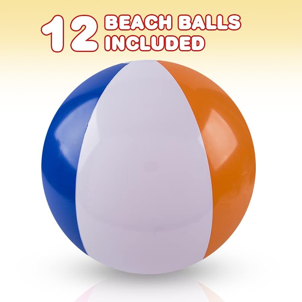 16" Beach Balls for Kids, Pack of 12, Inflatable Summer Toys for Boys and Girls, Decorations for Hawaiian, Beach, and Pool Party, Beach Ball Party Favors