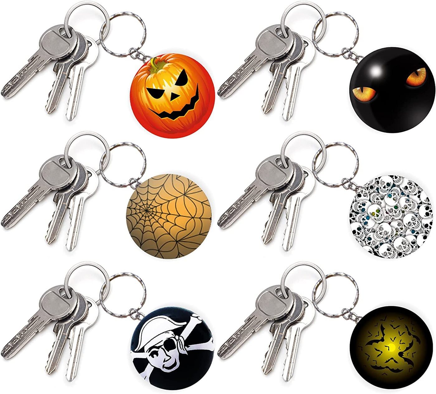 Halloween Keychain Assortment, Set of 36, Metal Keychains in Assorted Designs, Great as Halloween Party Favors, Halloween Gifts, Teacher’s Awards, Non-Candy Trick or Treat Supplies