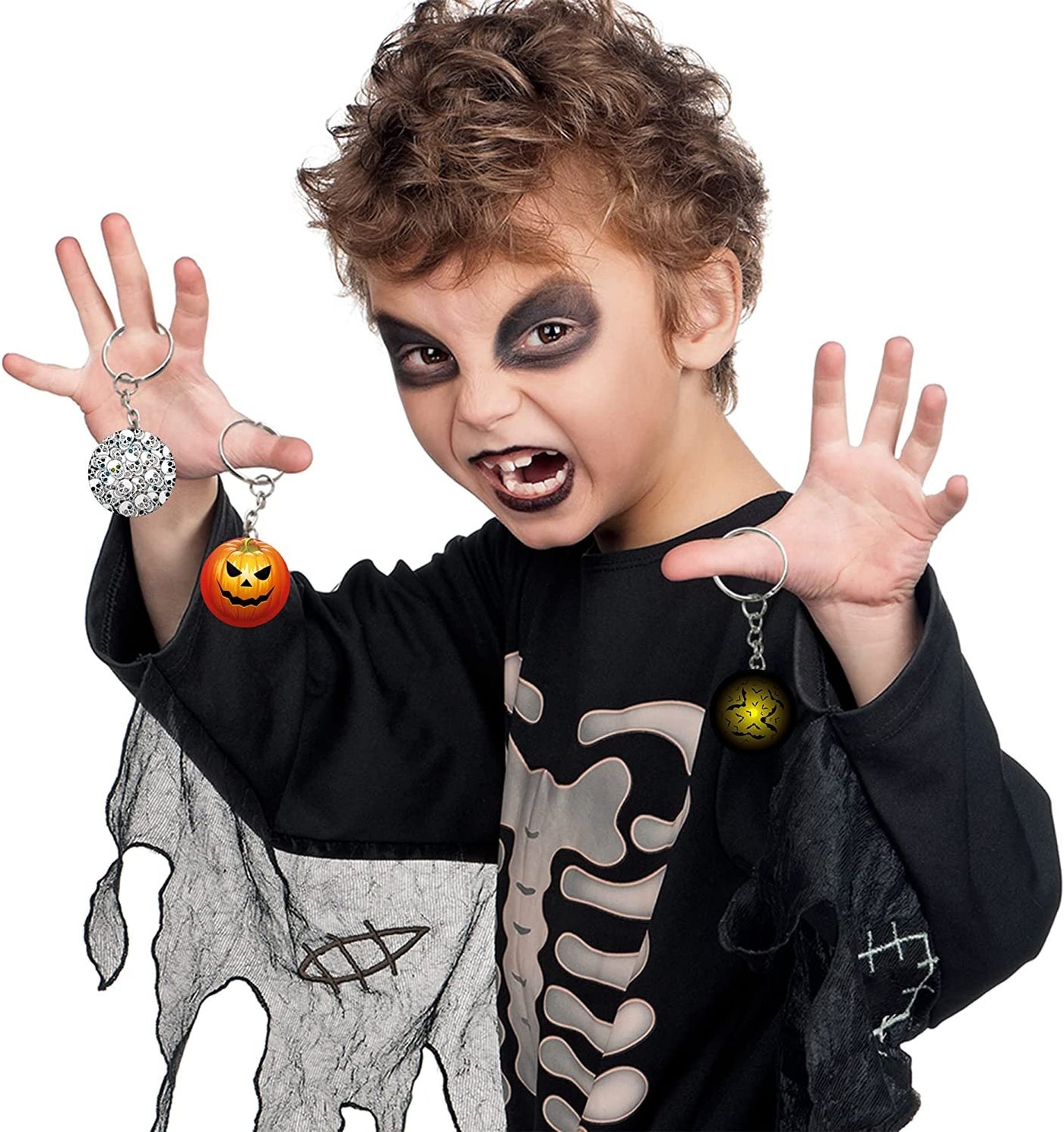 Halloween Keychain Assortment, Set of 36, Metal Keychains in Assorted Designs, Great as Halloween Party Favors, Halloween Gifts, Teacher’s Awards, Non-Candy Trick or Treat Supplies