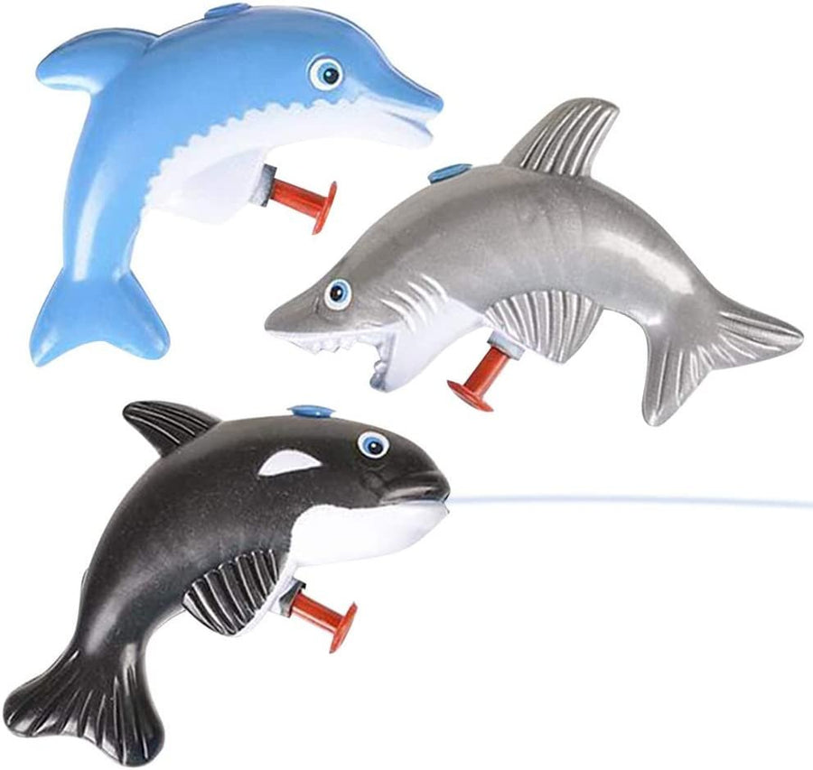 Sea Animal Water Squirters, Pack of 12, Dolphin, Shark, and Whale Water Squirt Toy Guns for Swimming Pool, Beach, and Outdoor Summer Fun, Cool Birthday Party Favors for Boys and Girls