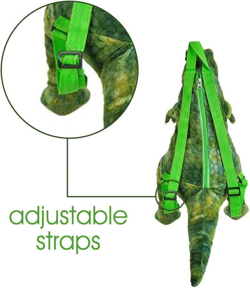 Plush T-Rex Backpack for Kids, Dinosaur Bag with Adjustable Straps & Zipper