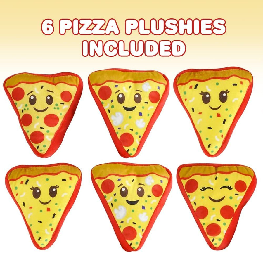 Mini Plush Pizza Toys for Kids, Set of 6, Soft and Cuddly Soft Stuffed Toys in Assorted Designs, Plush Party Favors for Kids, Cute Pizza Party Decorations, 4.5"